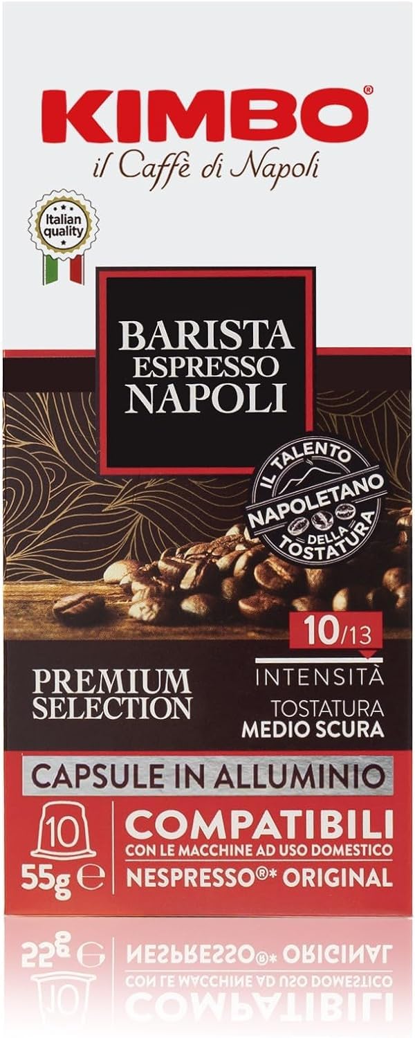 Caffè Barista Espresso Napoli Premium Selection Intensità 10/13 Compatibile Con Macchine Nespresso 30 Cps Kimbo